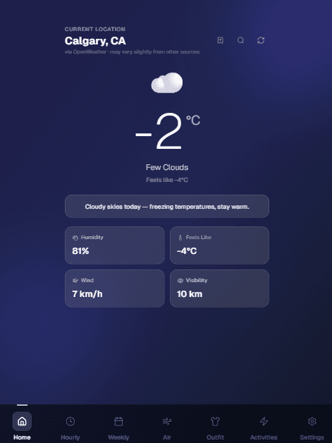WeatherFit: Main preview